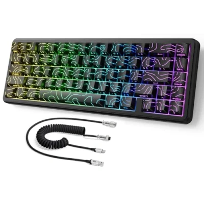 Afbeelding van MAMBASNAKE ATTACK SHARK X65 HE Rapid Trigger toetsenbord, 0,01 mm RT nauwkeurigheid, 8KHz, 60% Bedraad Magnetic Switch Gamingtoetsenbord met 8 KHz Kabel, Instelbare Bediening, Snap Tap, Zwarte Contour