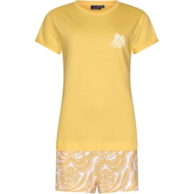 Afbeelding van Dames Shortama Rebelle Tropical Jungle Bio Katoen Geel Maat 42