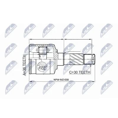 Afbeelding van Homokineet reparatie set, aandrijfas NTY NPW MZ 038