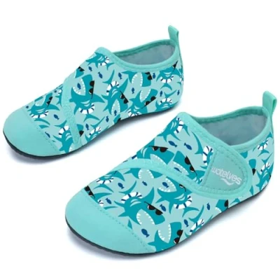 Afbeelding van Badschoenen, strandschoenen, zwemschoenen, waterschoenen, jongens meisjes, baby, aquaschoenen, sneldrogend, blote voeten, schoenen voor kinderen, strand, zwembad, haaien groen, 24/25 EU