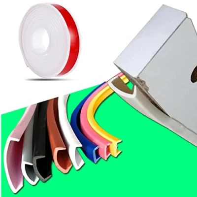Afbeelding van Meubelband, U vormige TPE randbeschermstrips, randstrips van houten planken voor kast, kledingkast, tafel, werkblad, houtplaat en gevormde uitsparingen, randtape, randafwerking (5 m x 28 mm, wit)