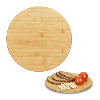 Afbeelding van Relaxdays draaiplateau hout draaischijf kaasplankje bamboe taartplateau