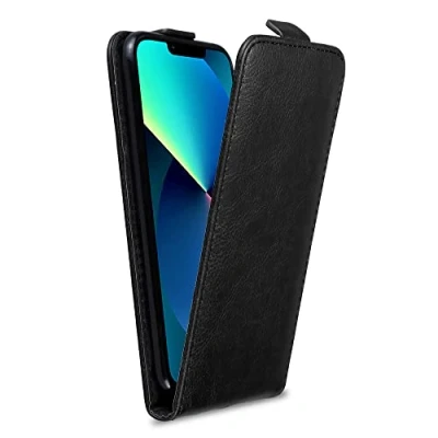 Afbeelding van Cadorabo Hoesje geschikt voor Apple iPhone 13 PRO MAX in KAVIAAR ZWART Beschermhoes Case Cover flip design, gemaakt van glad kunstleder