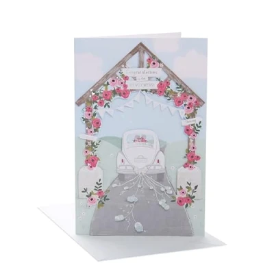 Afbeelding van UK Greetings Trouwkaart Trouwdag Kaart Bruiloft Dag Card voor Paar Vrienden Felicitaties aan De Pasgetrouwden, Multi