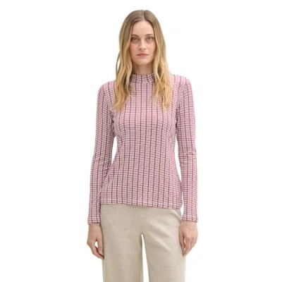 Afbeelding van TOM Tailor MIT LENZING ECOVERO Longsleeve, Dames, Maat: Medium, Contemporary red check