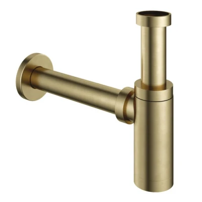 Afbeelding van HotBath Pal wastafelsifon rond messing Geborsteld