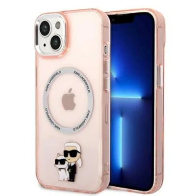 Afbeelding van Karl Lagerfeld KLHMP14MHNKCIP hoes voor iPhone 14 Plus 6.7&quot; hardcase roze Iconic Karl&amp;Choupette