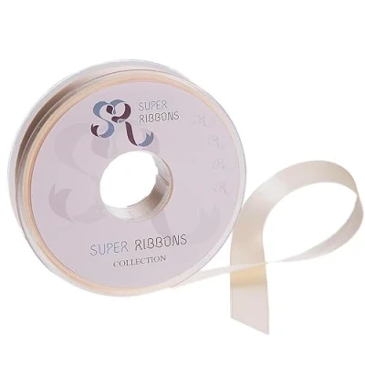 Afbeelding van SR SUPER RIBBONS®™ Volledige rol 6 mm dubbelzijdig satijnen lint, 20 meter op crème