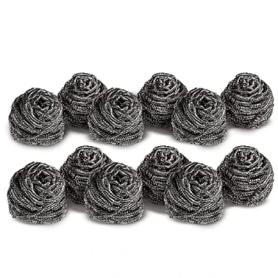 Afbeelding van Scotch Brite Roestvrijstalen schuursponsmachine, 12 stuks, roestbestendige spiraalvormige metalen krachtig en effectief schoon schrobben