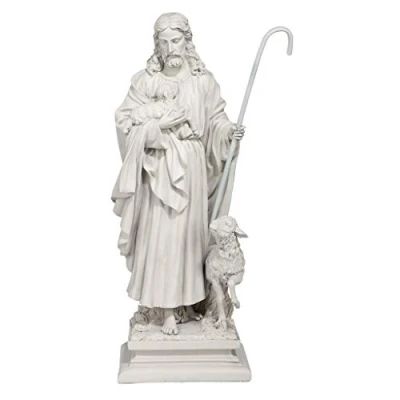 Afbeelding van Design Toscano EU1785 Jezus de Goede Herder Religieuze Tuin Standbeeld, Groot, 71 cm, Polyresin, Antieke Steen, Gebroken Wit