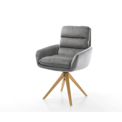 Afbeelding van Draaistoel Abelia Flex met armleuning houten frame hoekig fluweel grijs 180