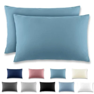 Afbeelding van REDKEY kussensloop 50 x 70 cm, set van 2, met ritssluiting, geborsteld microvezel, voor kussen, wasbaar tot 40 C, aquablauw