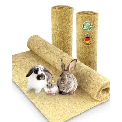 Afbeelding van Knaagtapijt van 100% hennep, 150 x 80 cm, 5 mm dik, henneptapijt voor alle soorten kleine dieren, hennepmat, knaagmat, vloerbedekking (2 stuks)