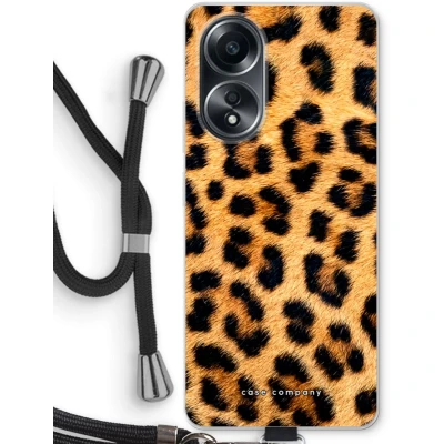 Afbeelding van Case Company® hoesje met Koord geschikt voor Oppo A58 4G Luipaard Telefoonhoesje Zwart Bescherming aan alle Kanten en Over de Schermrand