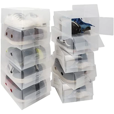 Afbeelding van Kurtzy 10 Pak Doorzichtig Plastic Schoen Opslag Dozen 31,7 x 20 12,8 cm Geschikt voor Dames, Heren en Kinderschoenen Opvouwbaar, Gecorrugeert Stapelbaar Reizen