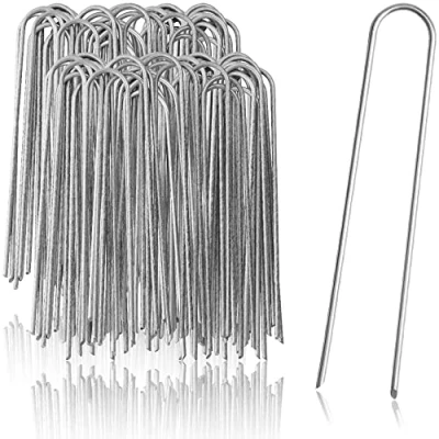 Afbeelding van grondankers van gecoat staal stevige haringen voor het bevestigen worteldoek en folie tuin camping rond (100 stuks 200x25x3. 8 mm)
