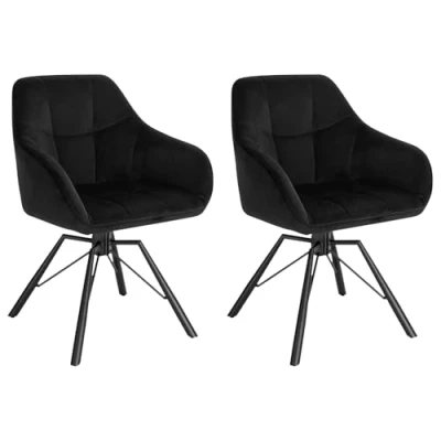 Afbeelding van WOLTU Eetkamerstoelen, draaibaar, set van 2, keukenstoel, gestoffeerde stoel, draaistoel, comfortabele stoel met armleuningen, rugleuning, armleuningstoel voor eetkamer en woonkamer, fluwelen