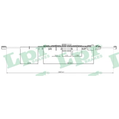 Afbeelding van LPR C0716B Handremkabel 2070, 1080mm Schijfremmen RENAULT: SCENIC 2