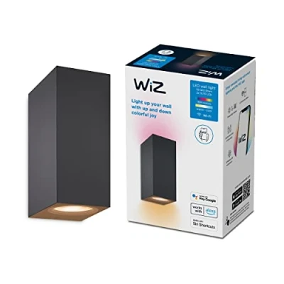 Afbeelding van WiZ Up &amp; Down wandlamp zwart Gekleurd en Wit licht GU10