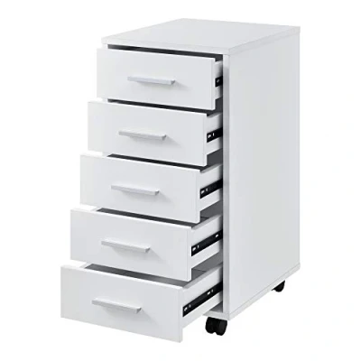 Afbeelding van Kantoorkast ladekast op wielen 63x33x38 cm wit