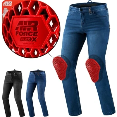 Afbeelding van SHIMA RIDER Motorjeans voor heren AIRFORCE kniebeschermers motorfiets gepantserde broek lichtgewicht beschermende stretch versterkte fiets (Mannelijk, blauw, 32/34)