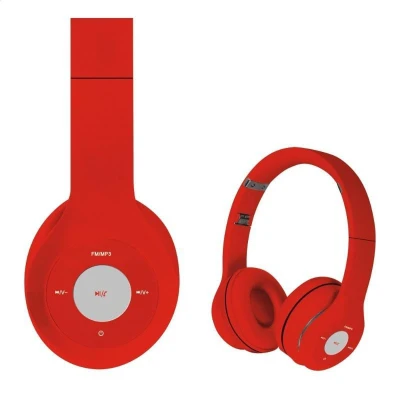 Afbeelding van Platinet Omega FH0915R headset bluetooth 5.0 8 uur speeltijd handsfree bellen SD kaartlezer Rood