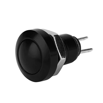 Afbeelding van Keenso Momentane drukknop, auto 1A 24V 8mm toeter drukknop mini waterdichte startknop zinkaluminiumlegering (zwart) Wijzigingen aan het interieur en exterieur van de