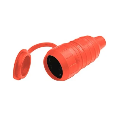 Afbeelding van Meister Veiligheidscontactkoppeling rubber/kunststof rood 250 V 16 A maximale kabeldoorsnede 2,5 mm² IP44 buiten centrale invoer/Schuko koppeling met ISO inzet / 7422570