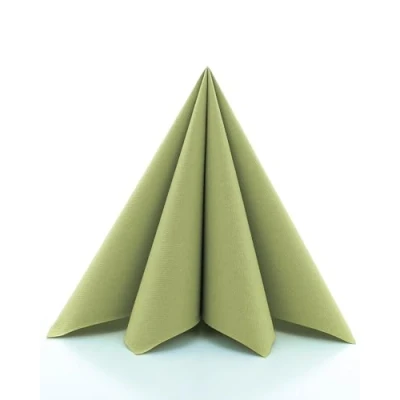 Afbeelding van Sovie Linclass Airlaid servetten olijf 50 stuks hoogwaardige wegwerpservetten 40 x cm scheurvast, absorberend en vormvast ideaal voor bruiloft feesten