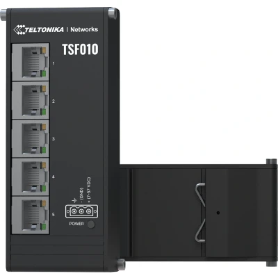 Afbeelding van Teltonika NETWORKS TSF010 Flat Ethernet Switch Unmanaged Fast (10/100) DIN rail Zwart