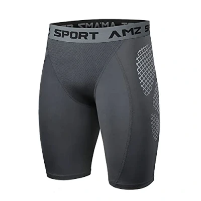 Afbeelding van AMZSPORT Heren compressieshorts sportshorts ademende korte broek loopbroek fitness sportondergoed functioneel ondergoed, Grijs 114005, M