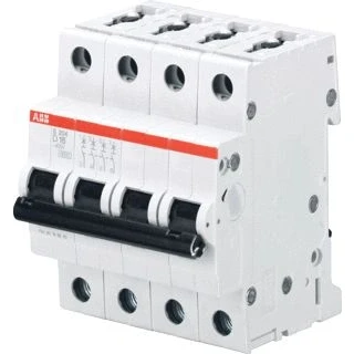 Afbeelding van Abb s204 installatieautomaat 4p d karakteristiek 63a iec en 60898 1 6 ka iec60947 2 10 4 modulen breedte 70mm 2cds254001r0631