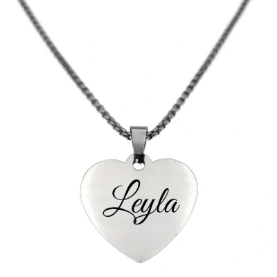 Afbeelding van Ketting Hart Met Naam Leyla Zilver
