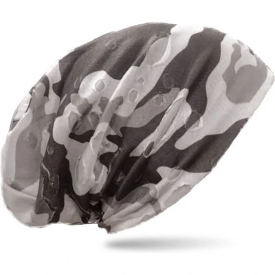 Afbeelding van Chemomuts beanie vintage met camouflage print grijs wit maat one size