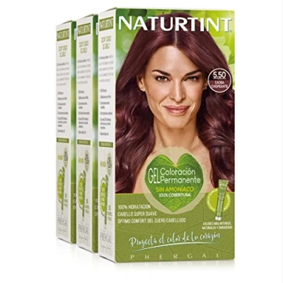 Afbeelding van Naturtint Biobased Ammoniakvrije kleuring 100% grijsdekking Plantaardige ingrediënten Natuurlijke en langhoudende kleur 5.50 Sprankelend Mahonie Pak van 3