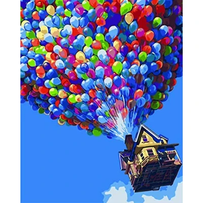 Afbeelding van Komking Verf op nummer voor volwassenen, doe het zelf acryl schilderen kits kunstambachten cadeau, kleurrijke ballon 40 x 50 cm frameloos