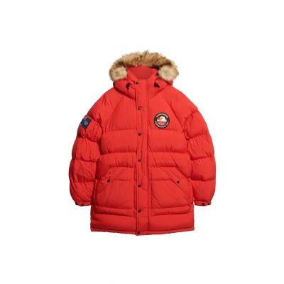 Afbeelding van Superdry Mannen Lange Gewatteerde Everest Parka Rood Grootte: M