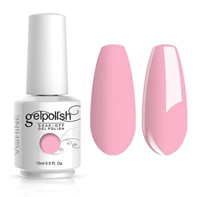 Afbeelding van Vishine Nagellak, semi permanent, soak off, UV, LED, nail art, manicure, basislak, lichtroze (1532)