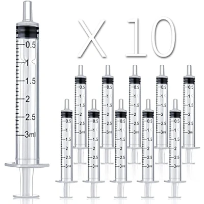 Afbeelding van 10 stuks 3 ml/3 cc spuit zonder naald voor handwerk, huisdiervoeding, industrie en wetenschap (3 ml)
