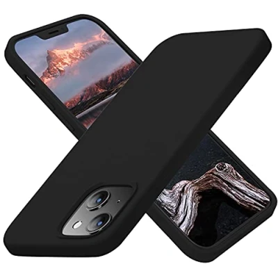Afbeelding van Cordking ontworpen voor iPhone 13 hoesje, 14 siliconen ultra dun schokbestendig beschermend telefoonhoesje met [zachte anti kras microfiber voering], 15,5 cm, zwart