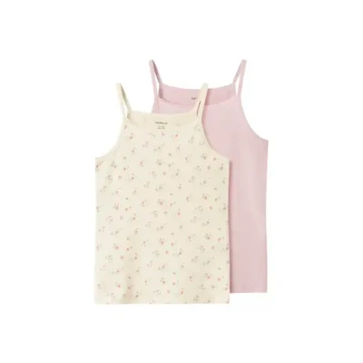 Afbeelding van Name it Nkfstrap Flower 2 PACK Hemd voor kinderen, Maat: 116, Turtledove/pale lilac