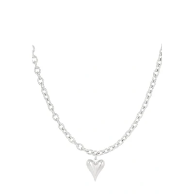 Afbeelding van Bijoutheek Collier Grove Schakel Bol Hart Zilver