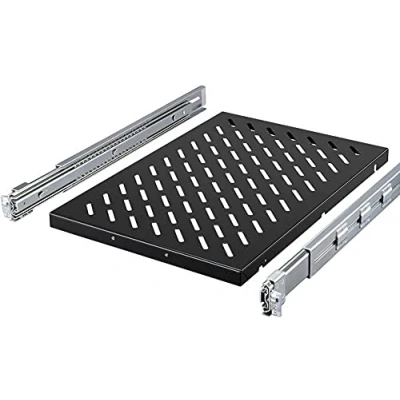 Afbeelding van Rittal ts it legbord 1 5he uittrekbaar 19 niveauafstand 600 900mm d 700mm belastbaarheid 100 kg statisch plaatstaal ral 9005 5501725