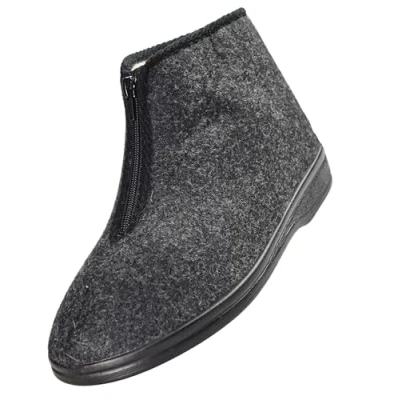 Afbeelding van APREGGIO pantoffels voor heren, warme comfortabele vilten van vilt, winterpantoffels grijs/zwart, 43 EU