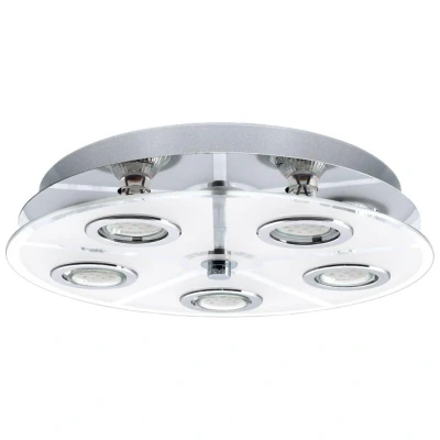 Afbeelding van EGLO Cabo   Plafondlamp   Rond   5 Lichts   Ø35cm   Chroom   Wit