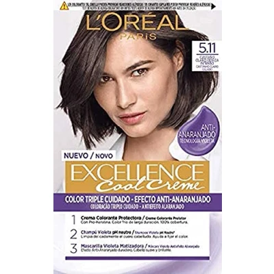 Afbeelding van L&#039;Oreal Paris Excellence Cool Cream Permanente haarkleur, kleur 5.11 lichtbruin, intensieve as, 260 g (1 stuk)
