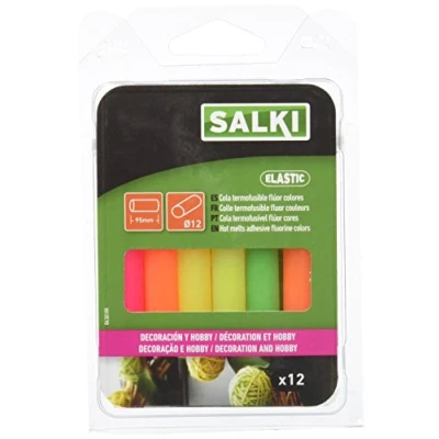 Afbeelding van SALKI Lijmstiften voor decoratie en hobby, warme siliconen, 12 mm diameter, 95 lang, fluorescerende kleuren