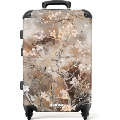 Afbeelding van NoBoringSuitcases.com® Koffer groot Rolkoffer lichtgewicht Amandelbloesem beige Reiskoffer met 4 wielen Grote trolley XL 20 kg bagage