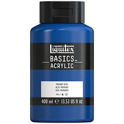 Afbeelding van Liquitex Basics 8870341 Monopigmenteerde acrylverf, kunstenaarspigmenten, lichtecht, gemiddelde viscositeit, archiefkwaliteit, zijdeglanzende afwerking, 400ml Primary Blue