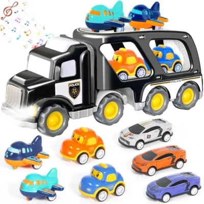 Afbeelding van Vautvis Speelgoed Truck Voor Kind 1 2 Jaar, Auto Kind, Met Geluiden En Lichten,Transporteur Voiture Jouet Pour Enfant 3 Ans, Cadeau Anniversaire Ans Garcon Filles